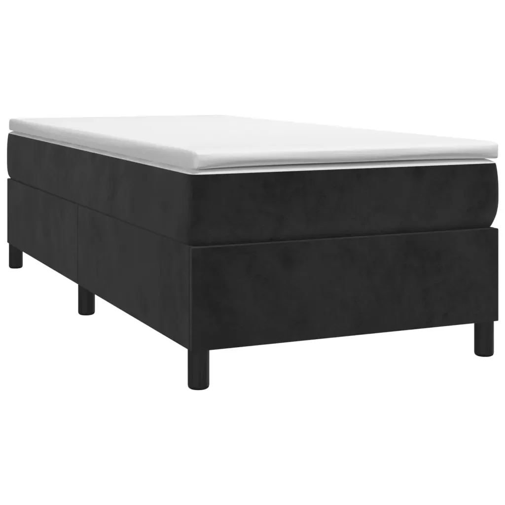 Letto singolo | Letto per adulti | Giroletto a Molle con Materasso Nero 80x200 cm in Velluto - Image 3