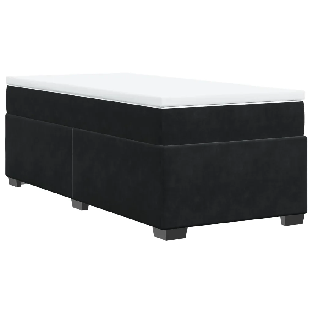Letto singolo | Letto per adulti | Giroletto a Molle con Materasso Nero 80x200 cm in Velluto - Image 9