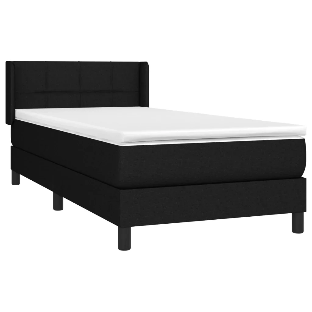 Letto singolo | Letto per adulti | Giroletto a Molle con Materasso Nero 80x200 cm inTessuto - Image 3