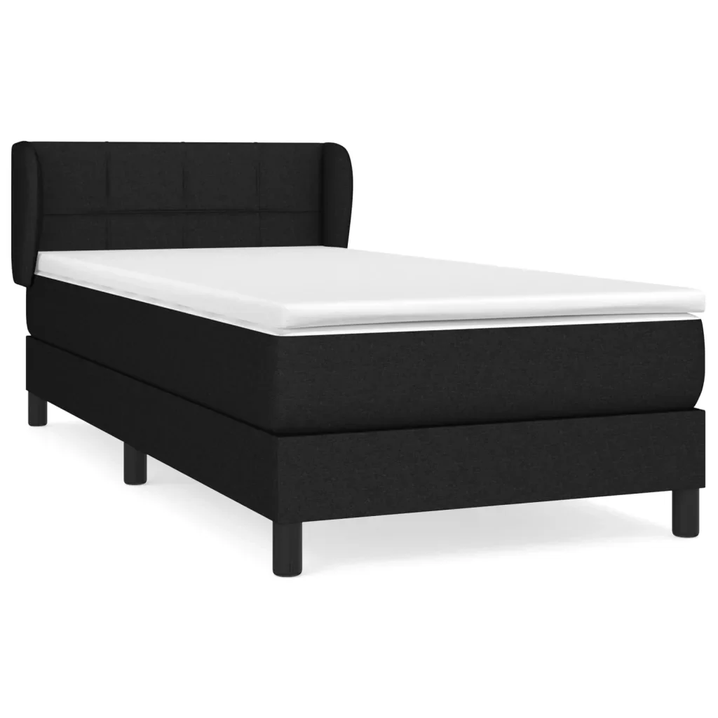 Letto singolo | Letto per adulti | Giroletto a Molle con Materasso Nero 80x200 cm inTessuto