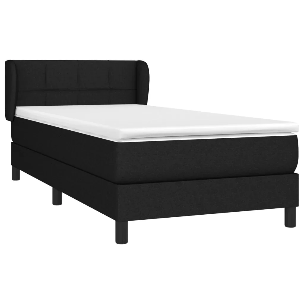 Letto singolo | Letto per adulti | Giroletto a Molle con Materasso Nero 80x200 cm inTessuto - Image 3