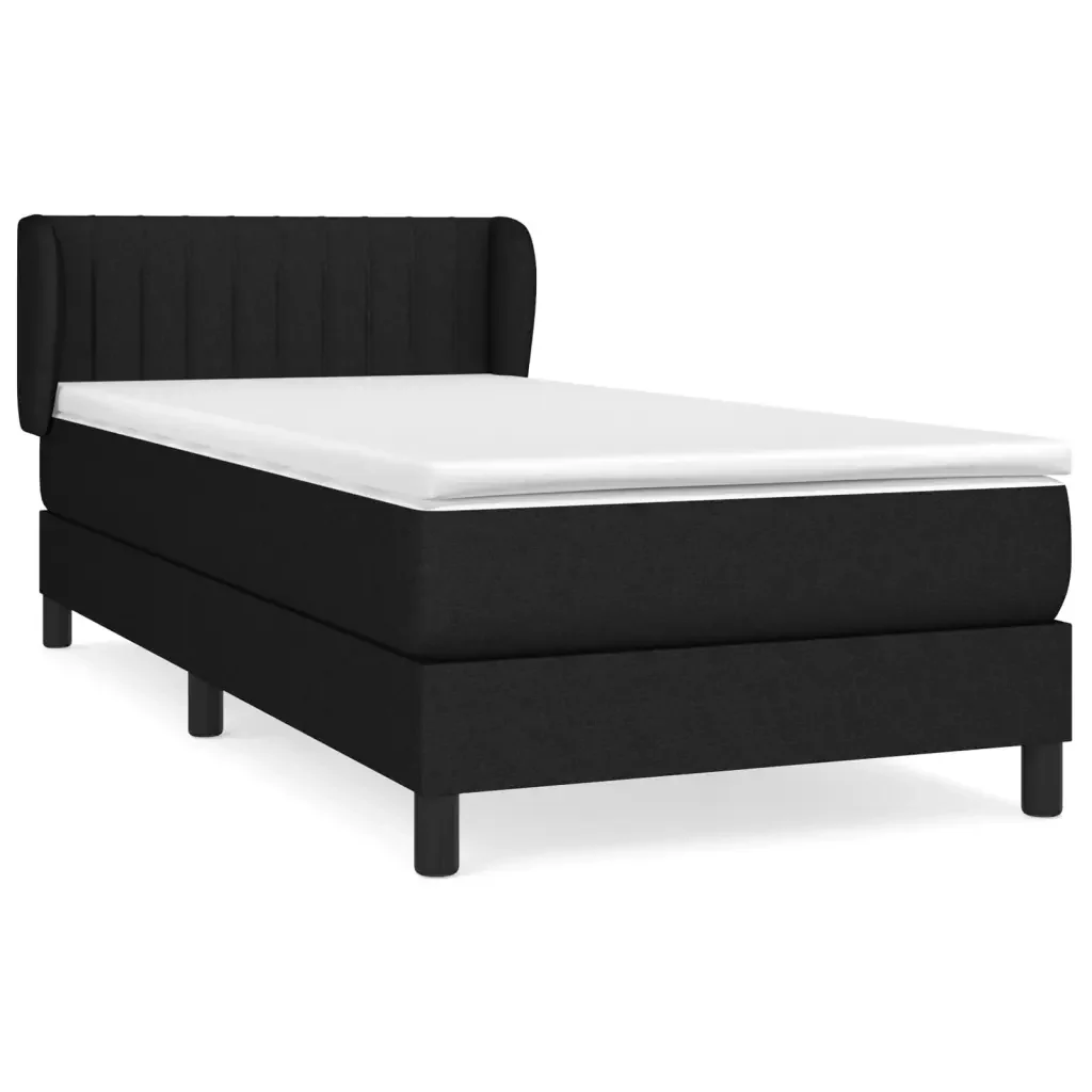 Letto singolo | Letto per adulti | Giroletto a Molle con Materasso Nero 80x200 cm inTessuto
