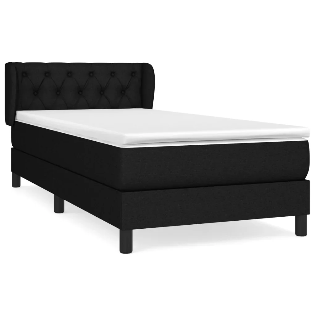 Letto singolo | Letto per adulti | Giroletto a Molle con Materasso Nero 80x200 cm inTessuto