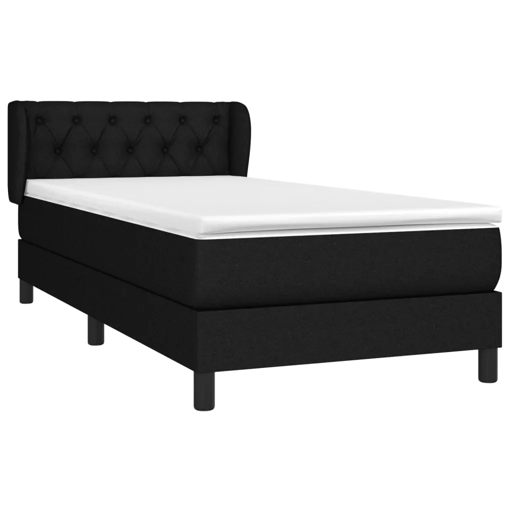 Letto singolo | Letto per adulti | Giroletto a Molle con Materasso Nero 80x200 cm inTessuto - Image 3