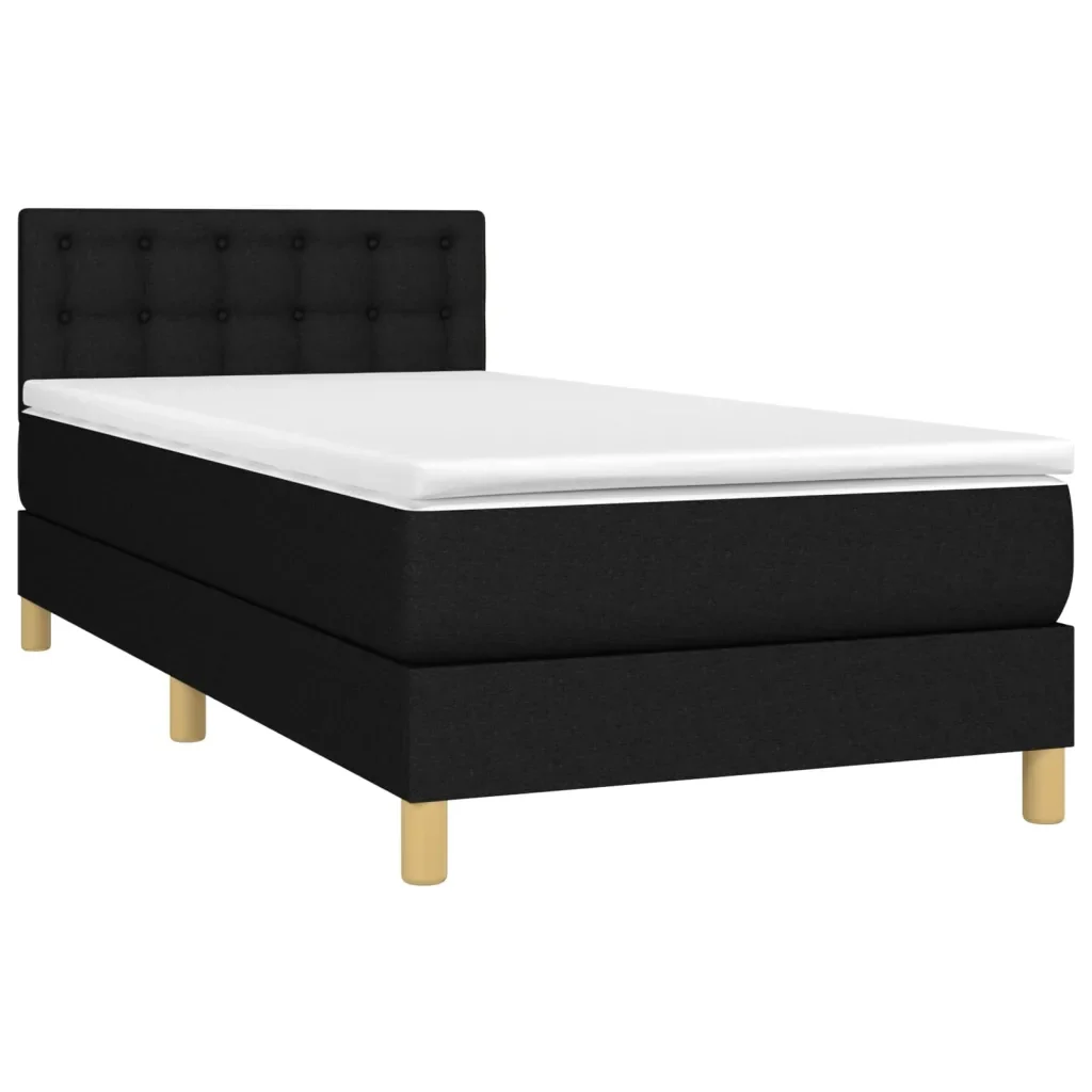 Letto singolo | Letto per adulti | Giroletto a Molle con Materasso Nero 80x200 cm inTessuto - Image 3