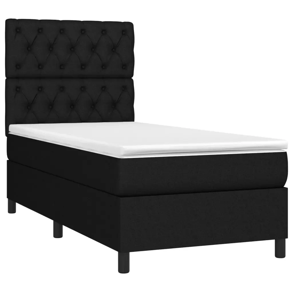 Letto singolo | Letto per adulti | Giroletto a Molle con Materasso Nero 80x200 cm inTessuto - Image 4