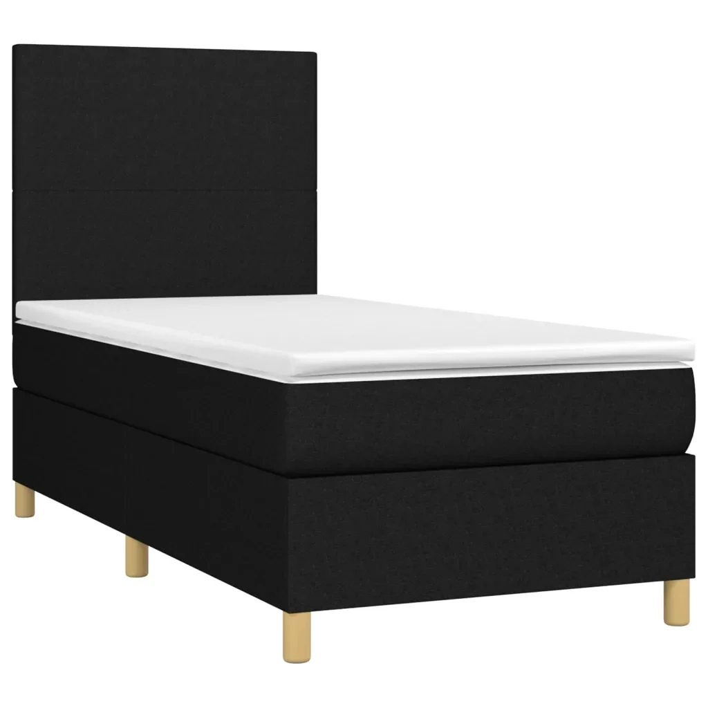 Letto singolo | Letto per adulti | Giroletto a Molle con Materasso Nero 80x200 cm inTessuto - Image 4