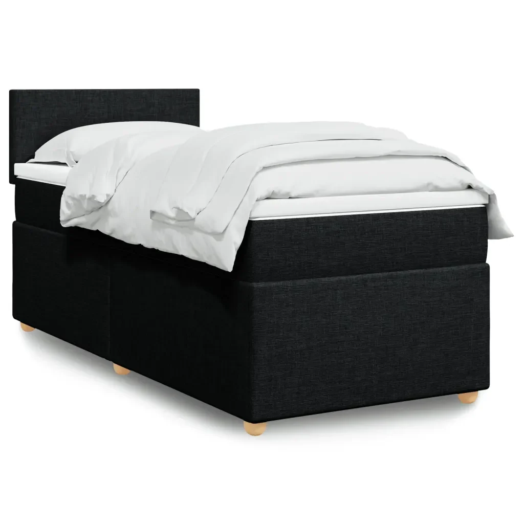 Letto singolo | Letto per adulti | Giroletto a Molle con Materasso Nero 80x200 cm inTessuto - Image 2