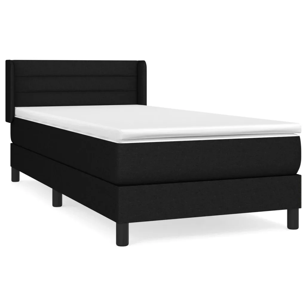 Letto singolo | Letto per adulti | Giroletto a Molle con Materasso Nero 80x200 cm inTessuto