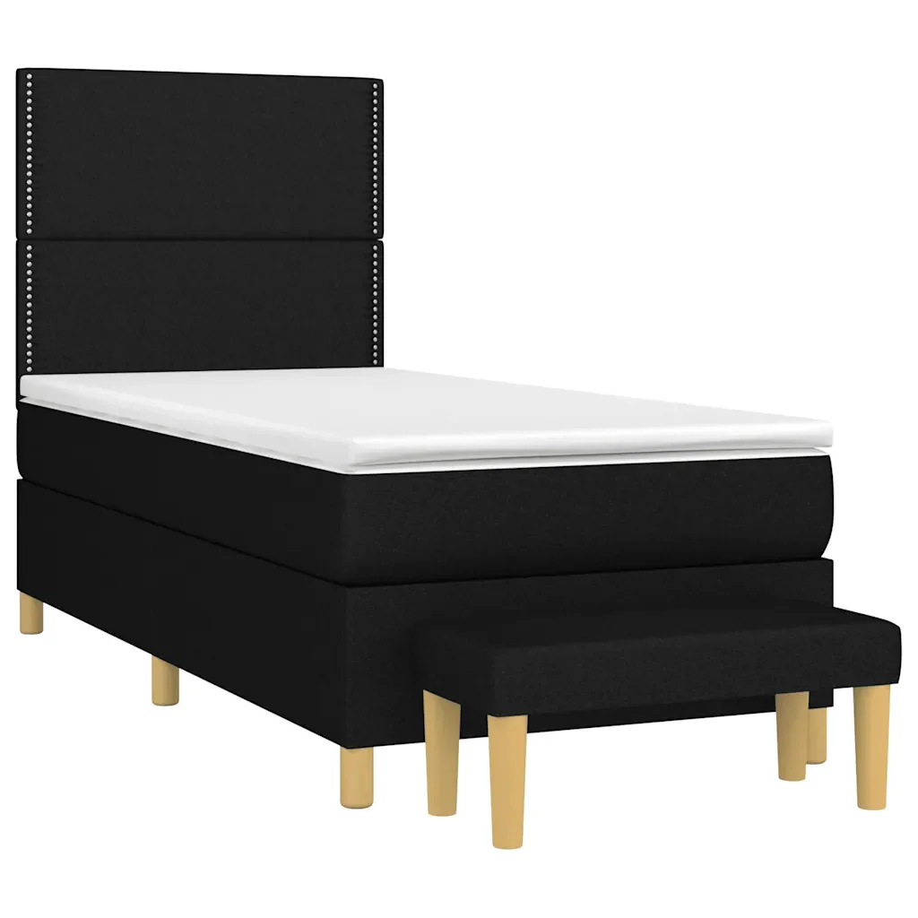 Letto singolo | Letto per adulti | Giroletto a Molle con Materasso Nero 80x200 cm inTessuto - Image 4