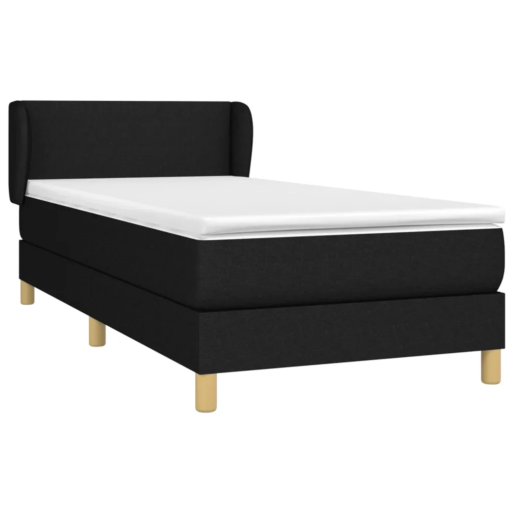 Letto singolo | Letto per adulti | Giroletto a Molle con Materasso Nero 80x200 cm inTessuto - Image 4