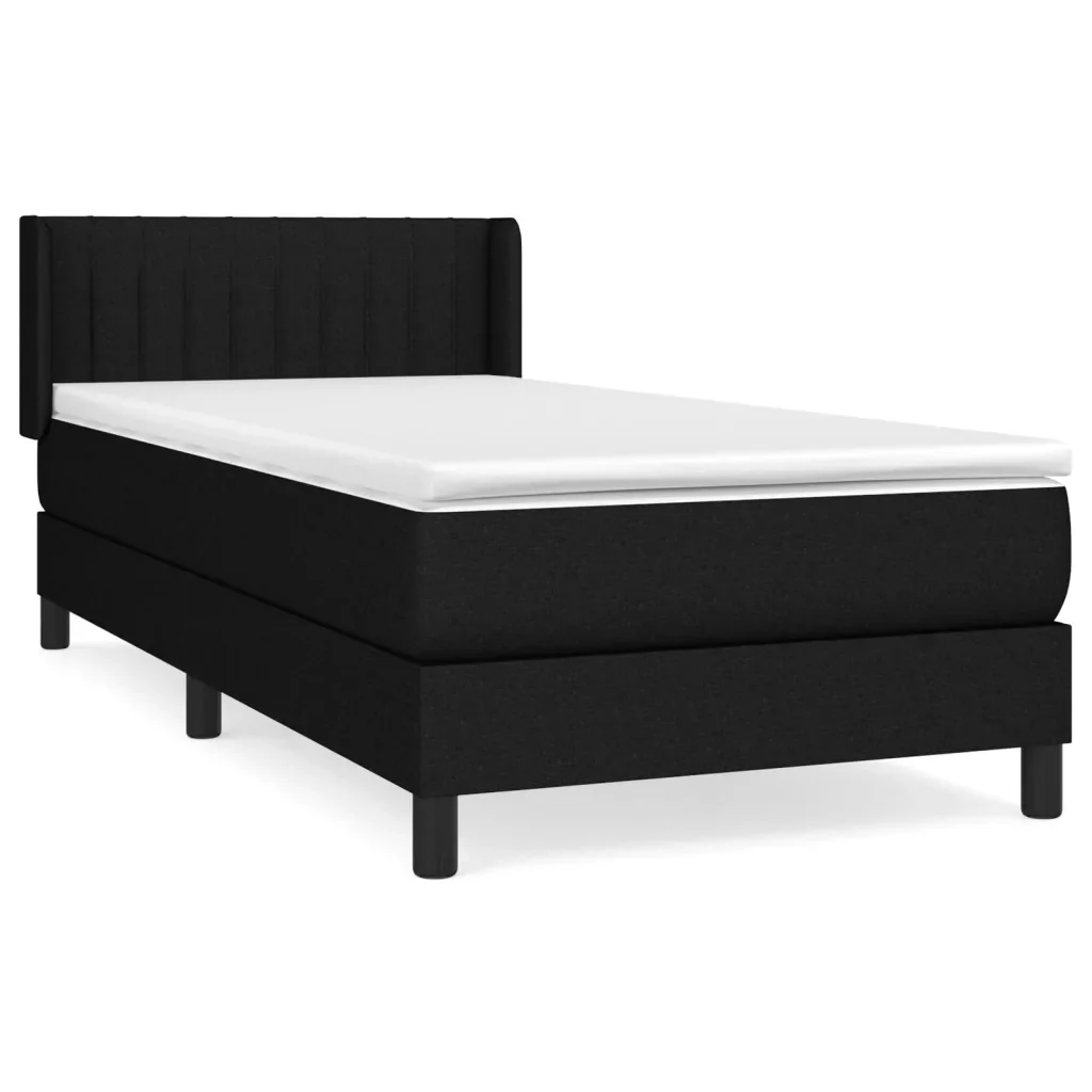 Letto singolo | Letto per adulti | Giroletto a Molle con Materasso Nero 80x200 cm inTessuto