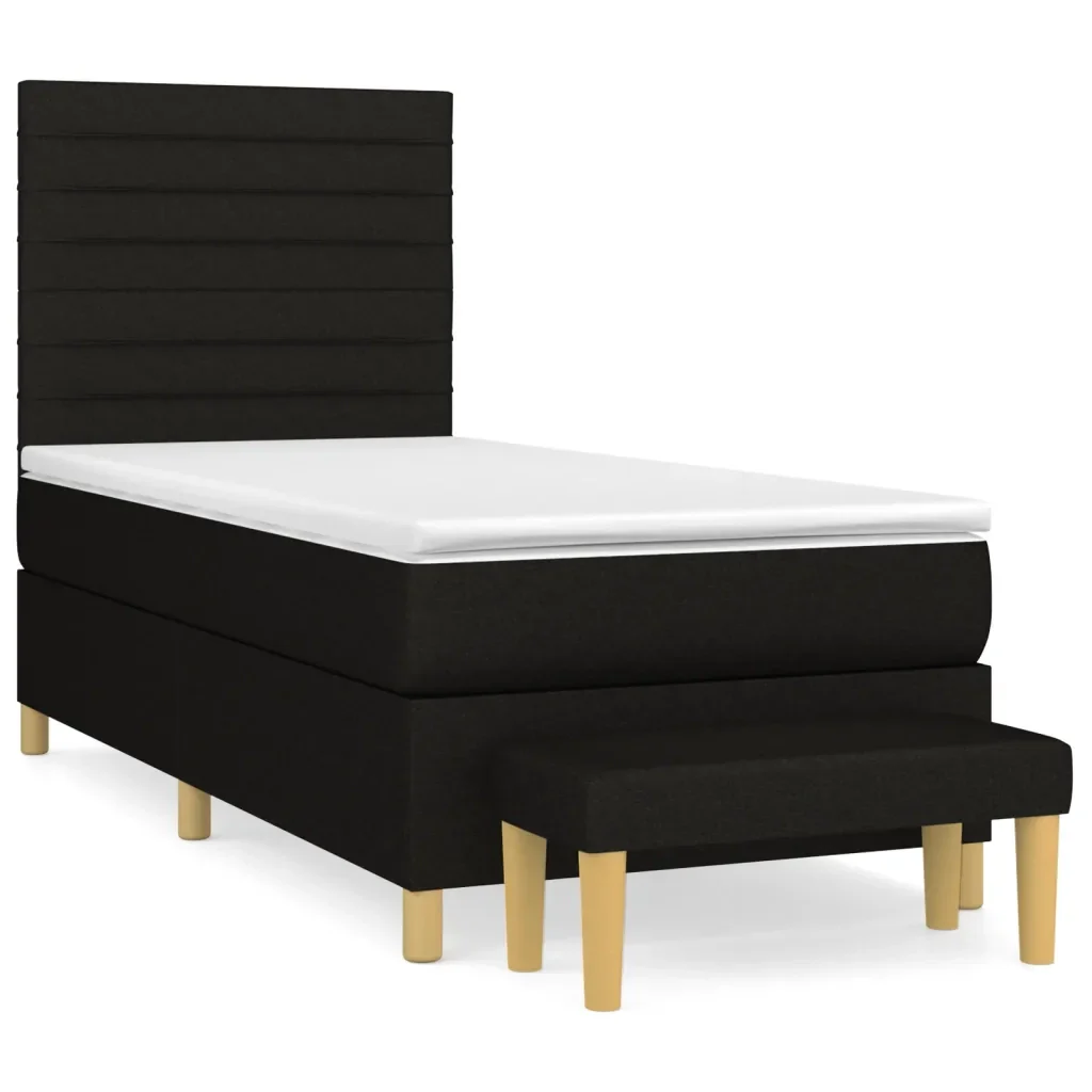 Letto singolo | Letto per adulti | Giroletto a Molle con Materasso Nero 80x200 cm inTessuto