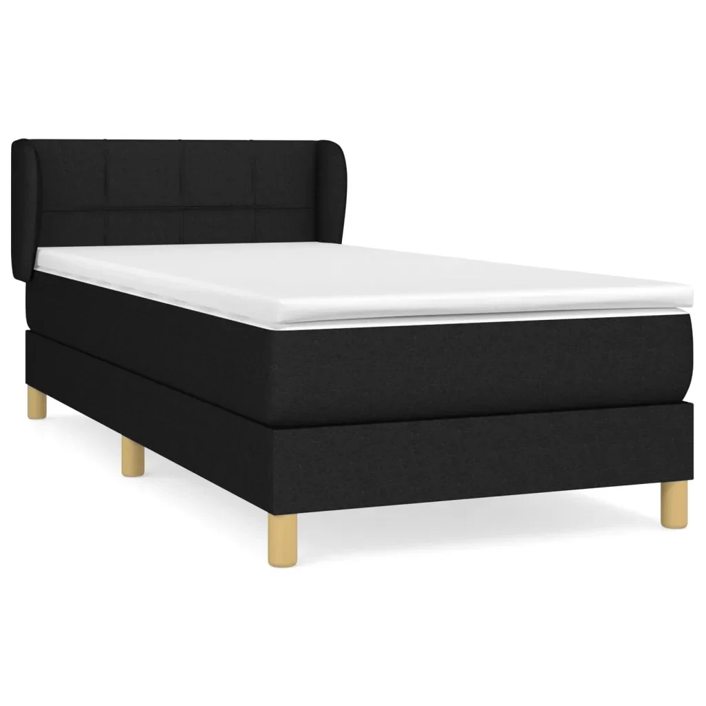 Letto singolo | Letto per adulti | Giroletto a Molle con Materasso Nero 80x200 cm inTessuto