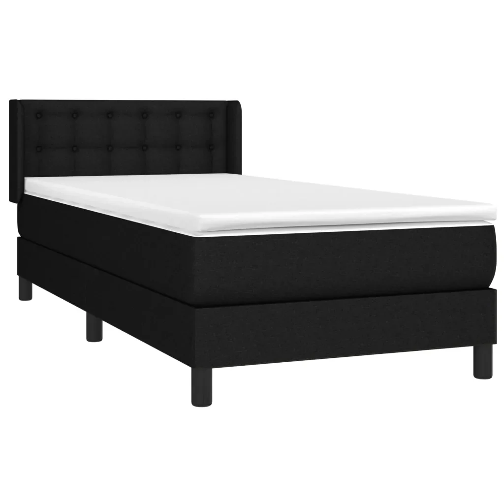 Letto singolo | Letto per adulti | Giroletto a Molle con Materasso Nero 80x200 cm inTessuto - Image 3
