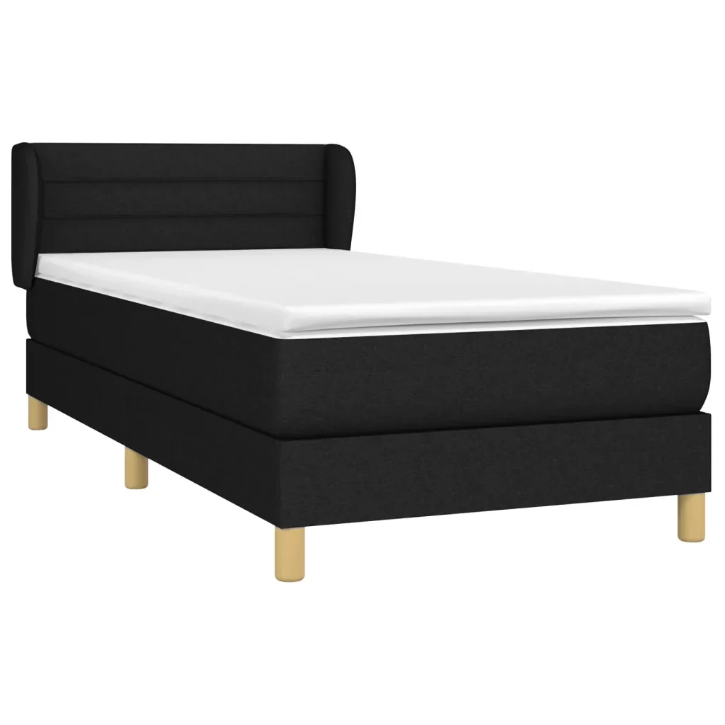 Letto singolo | Letto per adulti | Giroletto a Molle con Materasso Nero 80x200 cm inTessuto - Image 4