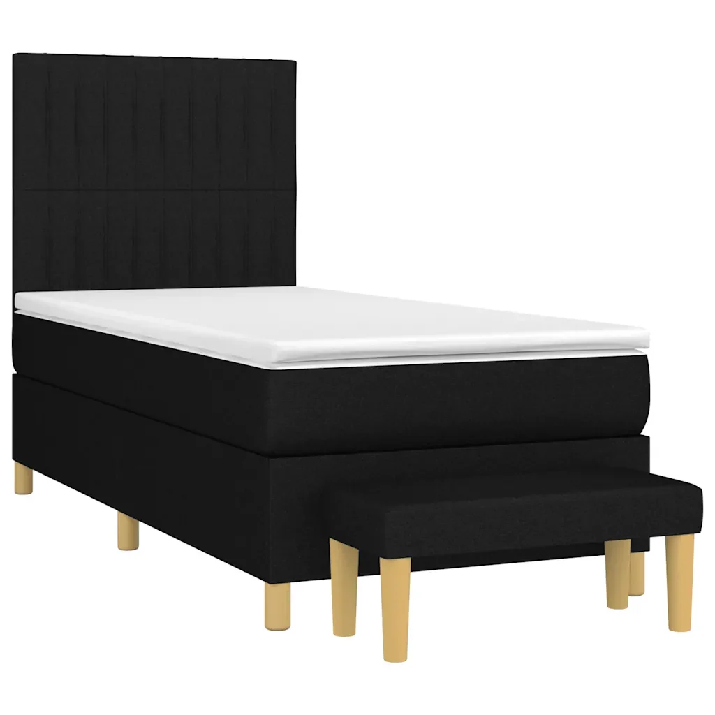 Letto singolo | Letto per adulti | Giroletto a Molle con Materasso Nero 80x200 cm inTessuto - Image 3
