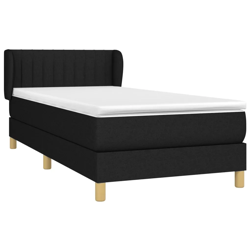 Letto singolo | Letto per adulti | Giroletto a Molle con Materasso Nero 80x200 cm inTessuto - Image 3