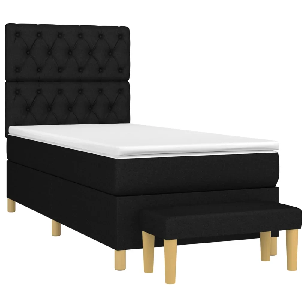 Letto singolo | Letto per adulti | Giroletto a Molle con Materasso Nero 80x200 cm inTessuto - Image 3
