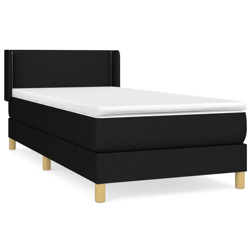 Letto singolo | Letto per adulti | Giroletto a Molle con Materasso Nero 80x200 cm inTessuto