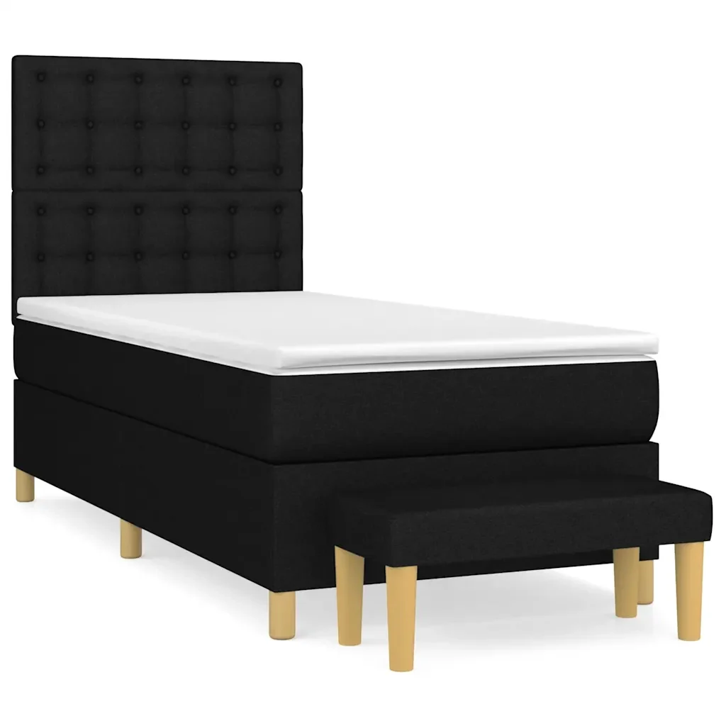 Letto singolo | Letto per adulti | Giroletto a Molle con Materasso Nero 80x200 cm inTessuto