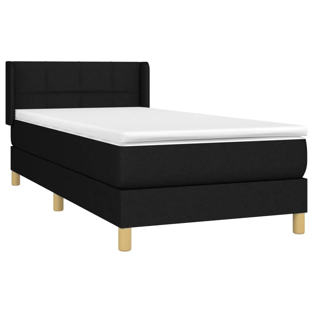 Letto singolo | Letto per adulti | Giroletto a Molle con Materasso Nero 80x200 cm inTessuto - Image 3