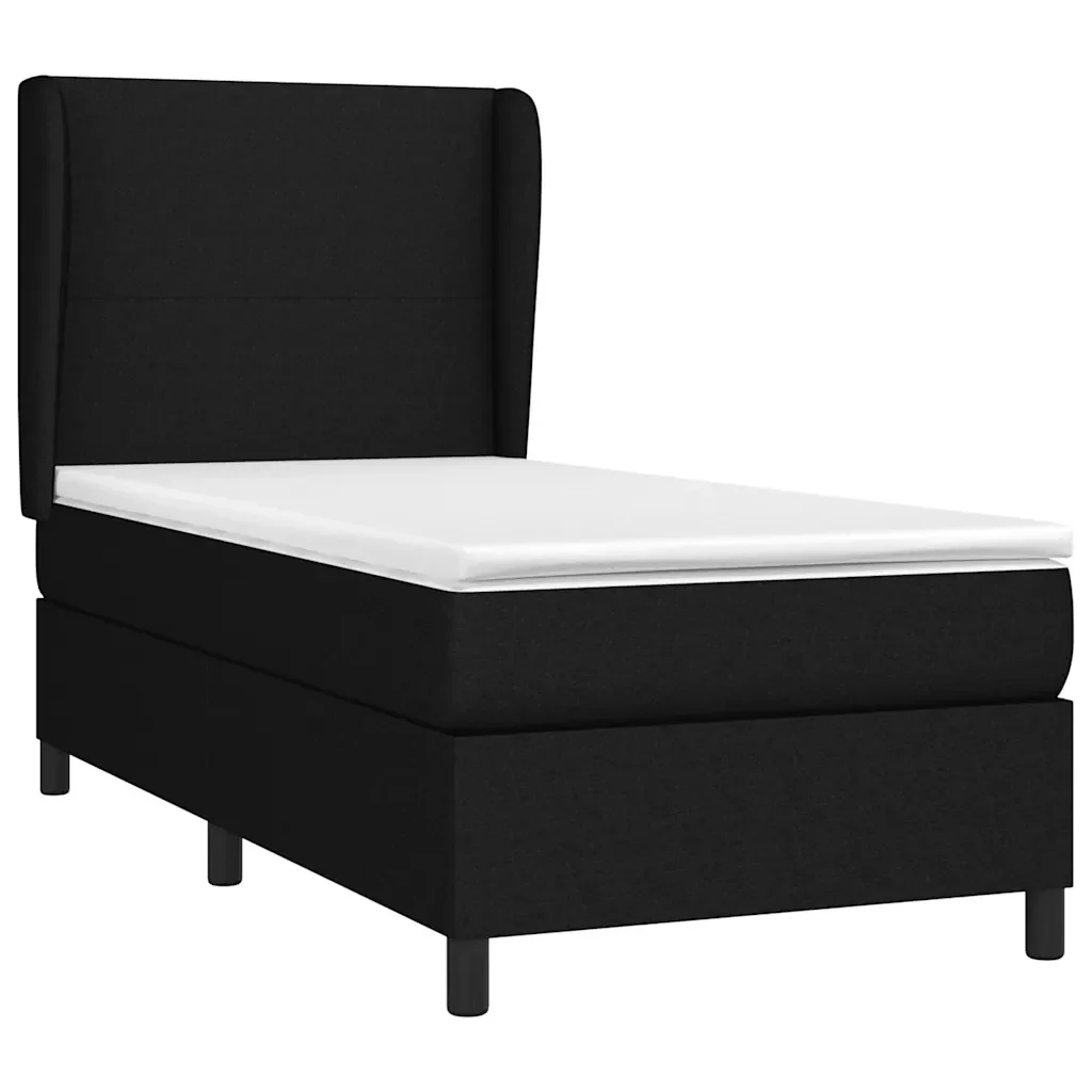 Letto singolo | Letto per adulti | Giroletto a Molle con Materasso Nero 80x200 cm inTessuto - Image 3