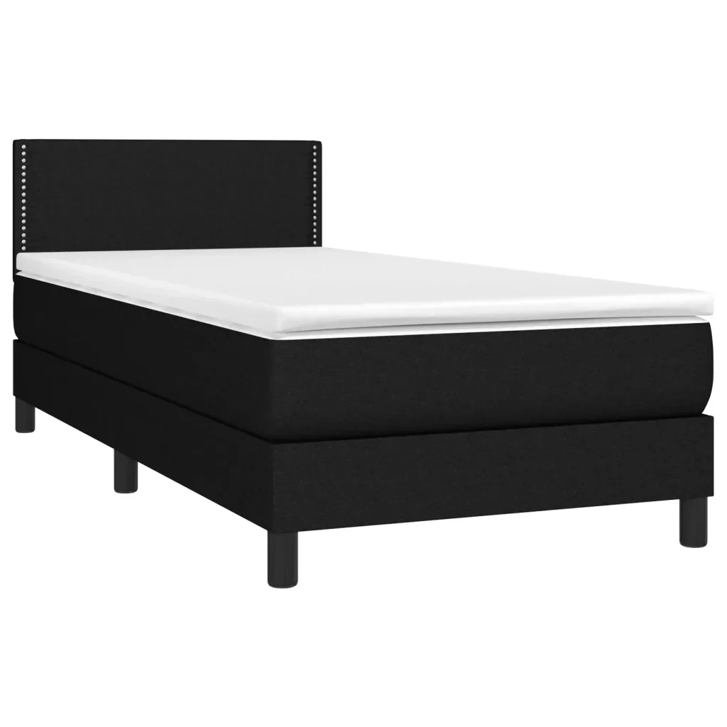 Letto singolo | Letto per adulti | Giroletto a Molle con Materasso Nero 80x200 cm inTessuto - Image 4