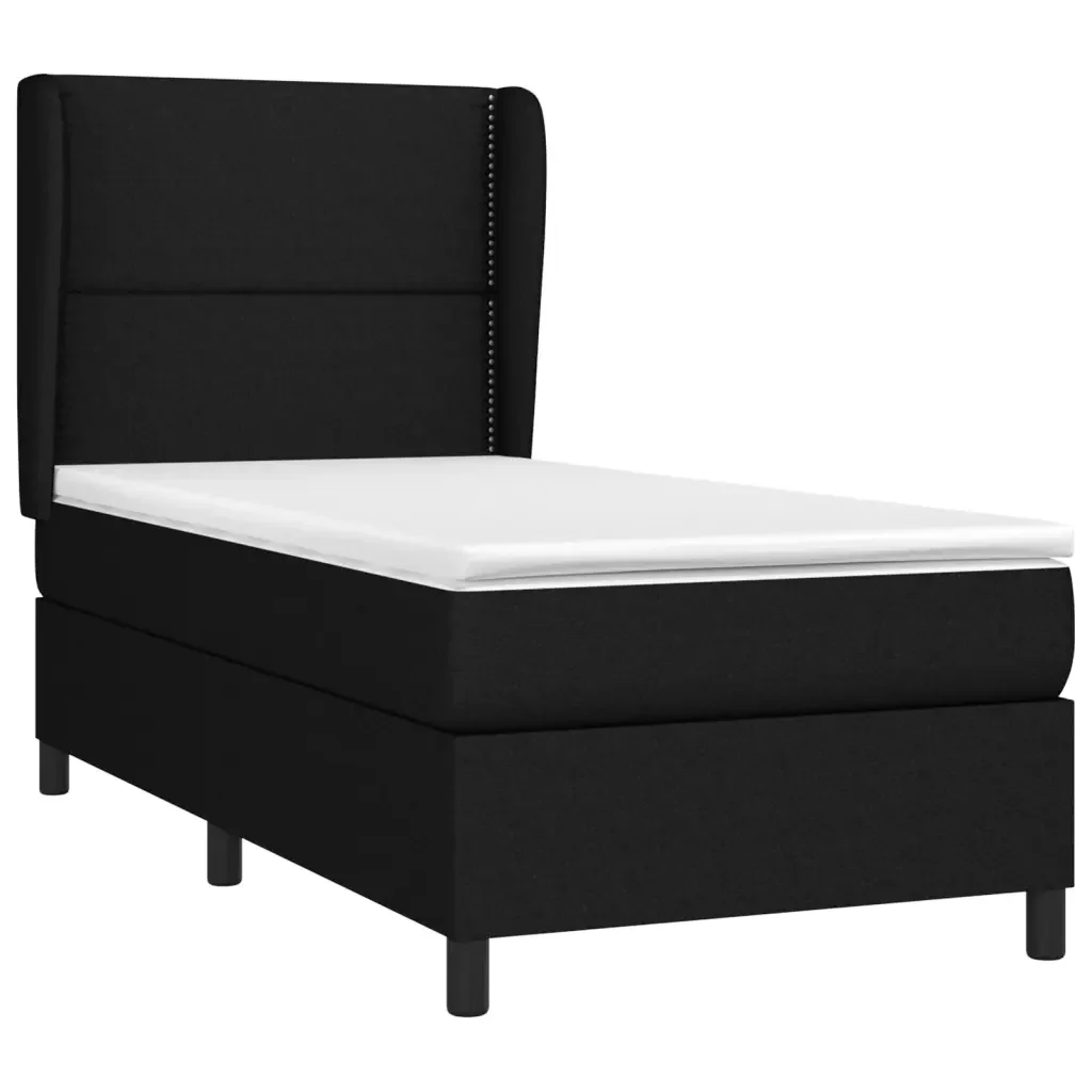 Letto singolo | Letto per adulti | Giroletto a Molle con Materasso Nero 80x200 cm inTessuto - Image 3
