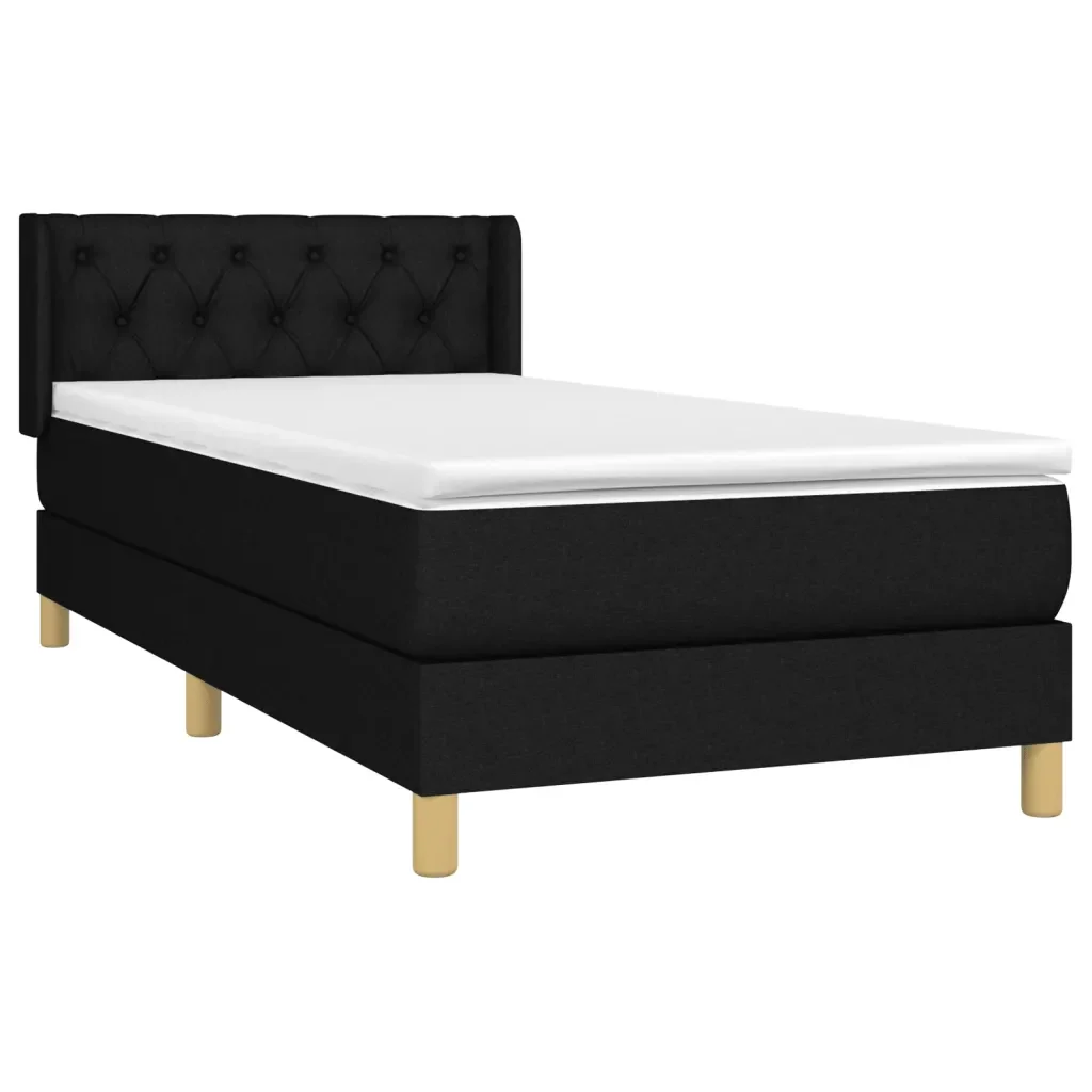 Letto singolo | Letto per adulti | Giroletto a Molle con Materasso Nero 80x200 cm inTessuto - Image 4