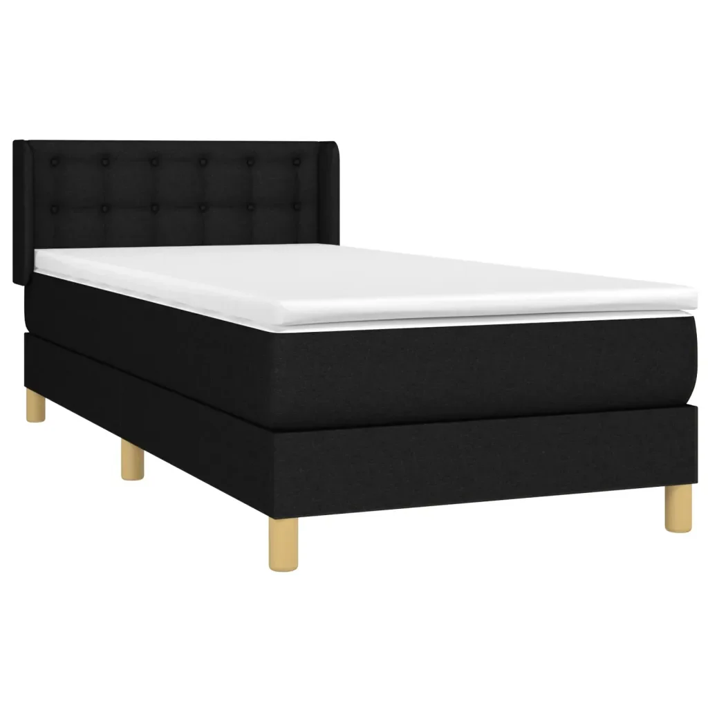 Letto singolo | Letto per adulti | Giroletto a Molle con Materasso Nero 80x200 cm inTessuto - Image 3