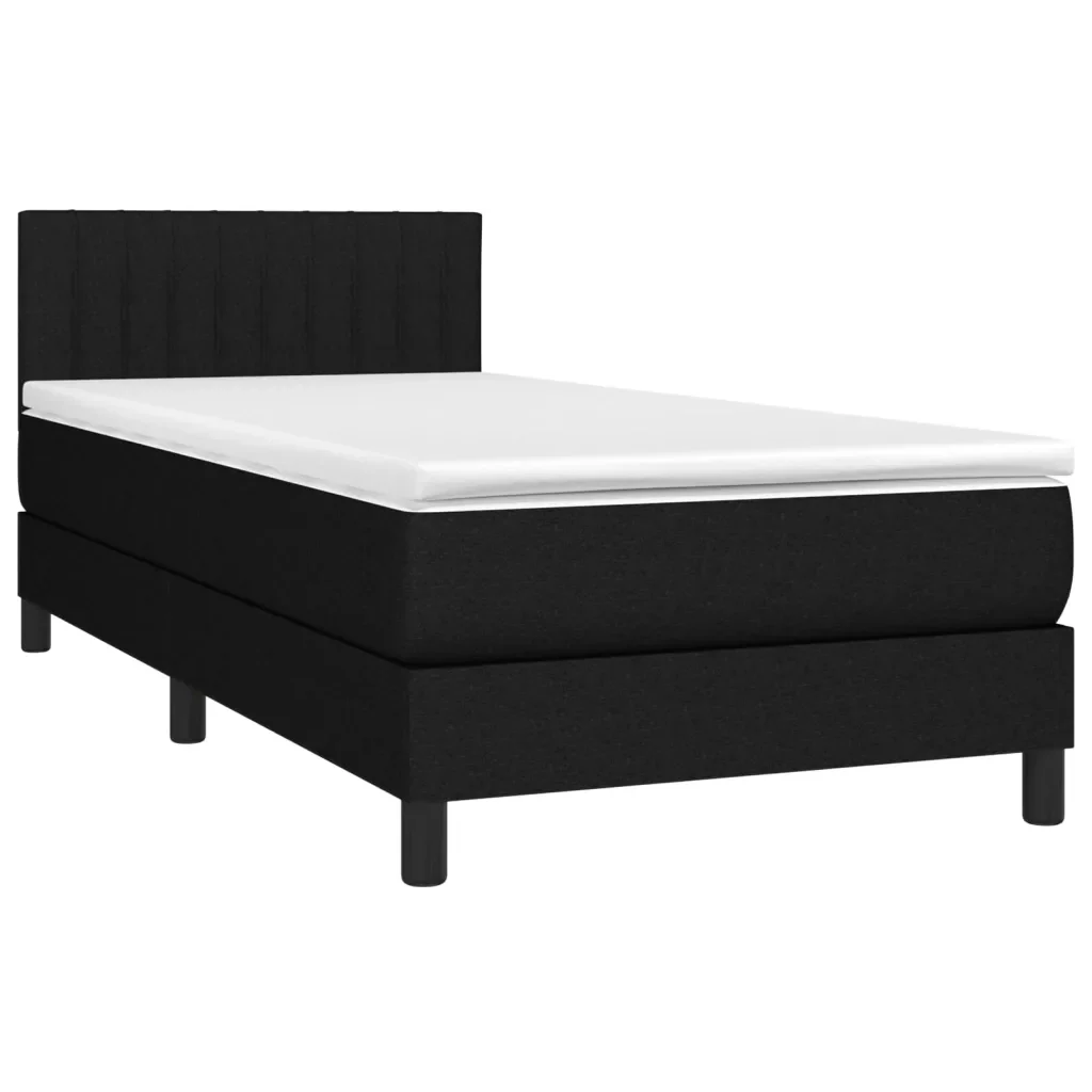 Letto singolo | Letto per adulti | Giroletto a Molle con Materasso Nero 80x200 cm inTessuto - Image 3