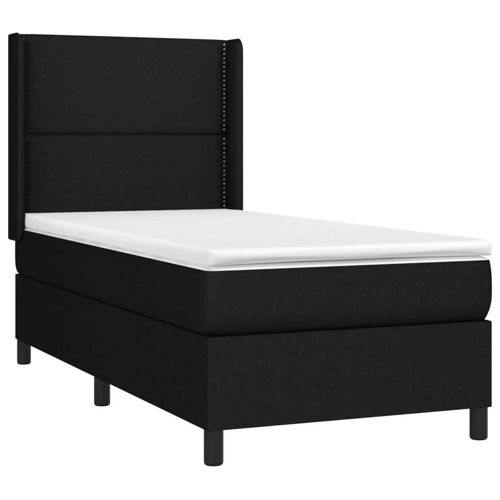 Letto singolo | Letto per adulti | Giroletto a Molle con Materasso Nero 80x200 cm inTessuto - Image 4