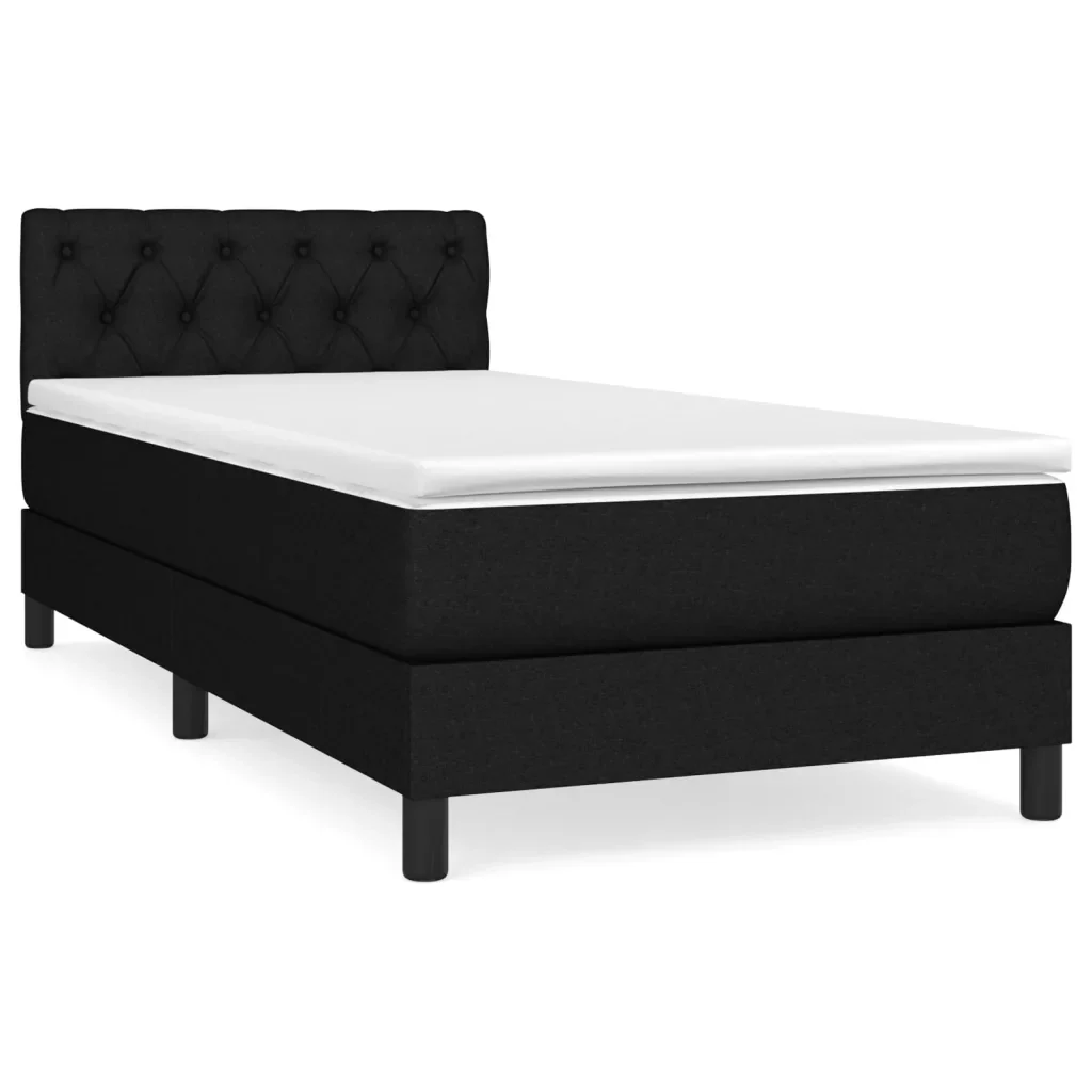 Letto singolo | Letto per adulti | Giroletto a Molle con Materasso Nero 80x200 cm inTessuto