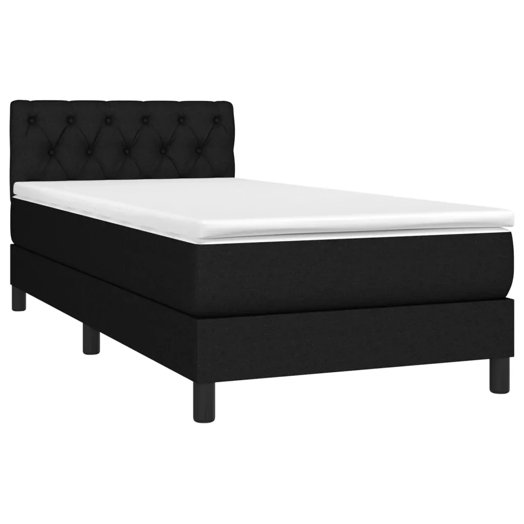 Letto singolo | Letto per adulti | Giroletto a Molle con Materasso Nero 80x200 cm inTessuto - Image 3