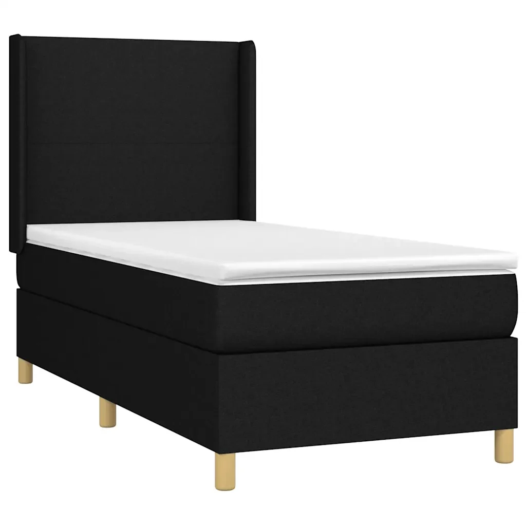 Letto singolo | Letto per adulti | Giroletto a Molle con Materasso Nero 80x200 cm inTessuto - Image 3