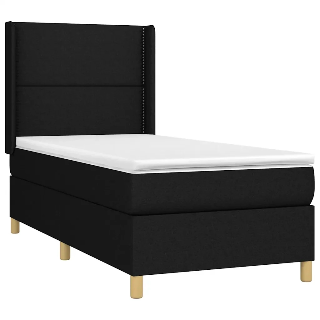 Letto singolo | Letto per adulti | Giroletto a Molle con Materasso Nero 80x200 cm inTessuto - Image 4