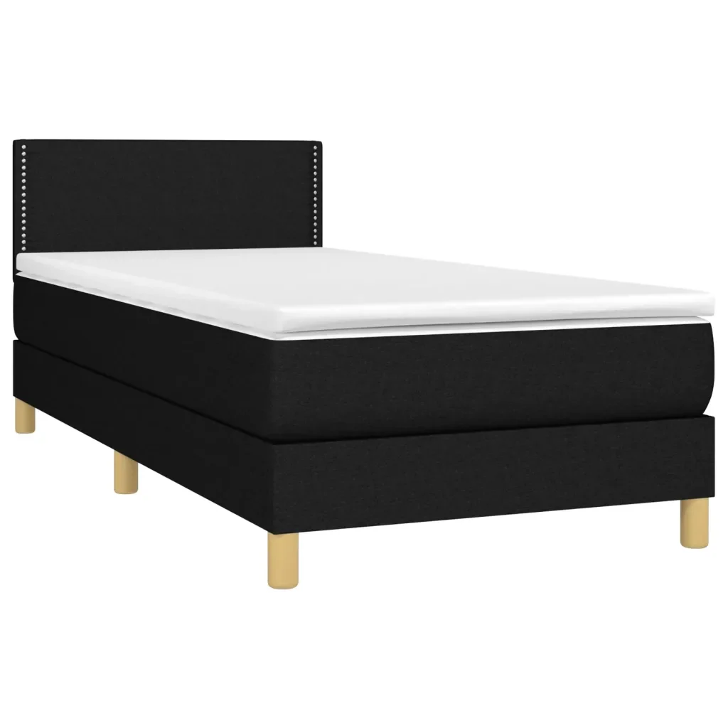 Letto singolo | Letto per adulti | Giroletto a Molle con Materasso Nero 80x200 cm inTessuto - Image 3
