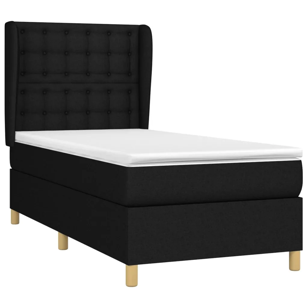 Letto singolo | Letto per adulti | Giroletto a Molle con Materasso Nero 80x200 cm inTessuto - Image 3