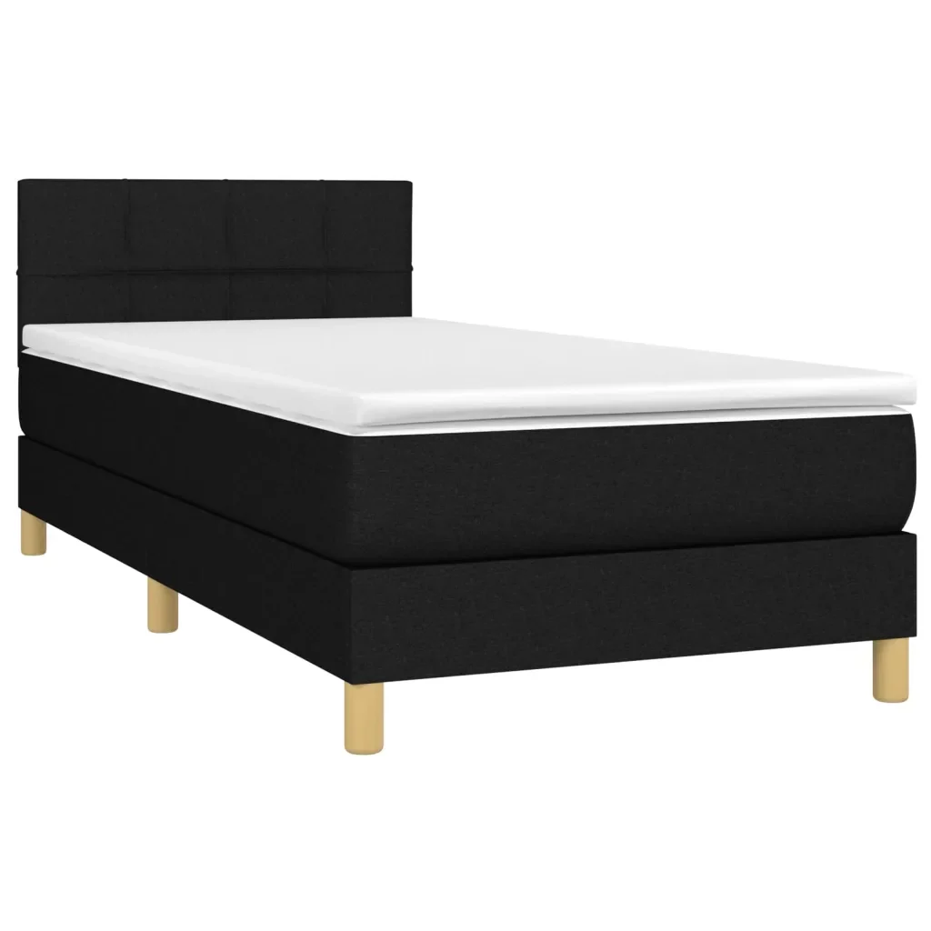 Letto singolo | Letto per adulti | Giroletto a Molle con Materasso Nero 80x200 cm inTessuto - Image 4
