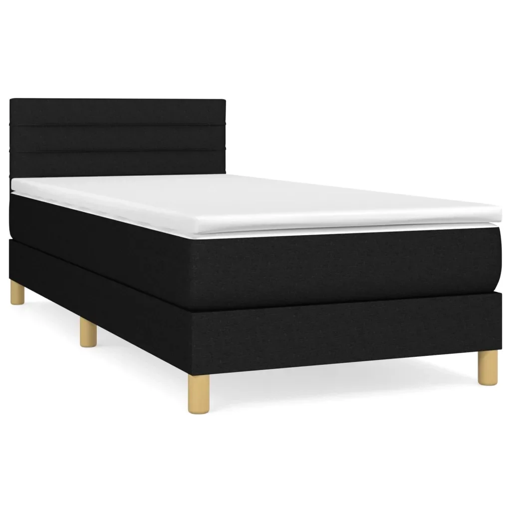 Letto singolo | Letto per adulti | Giroletto a Molle con Materasso Nero 80x200 cm inTessuto