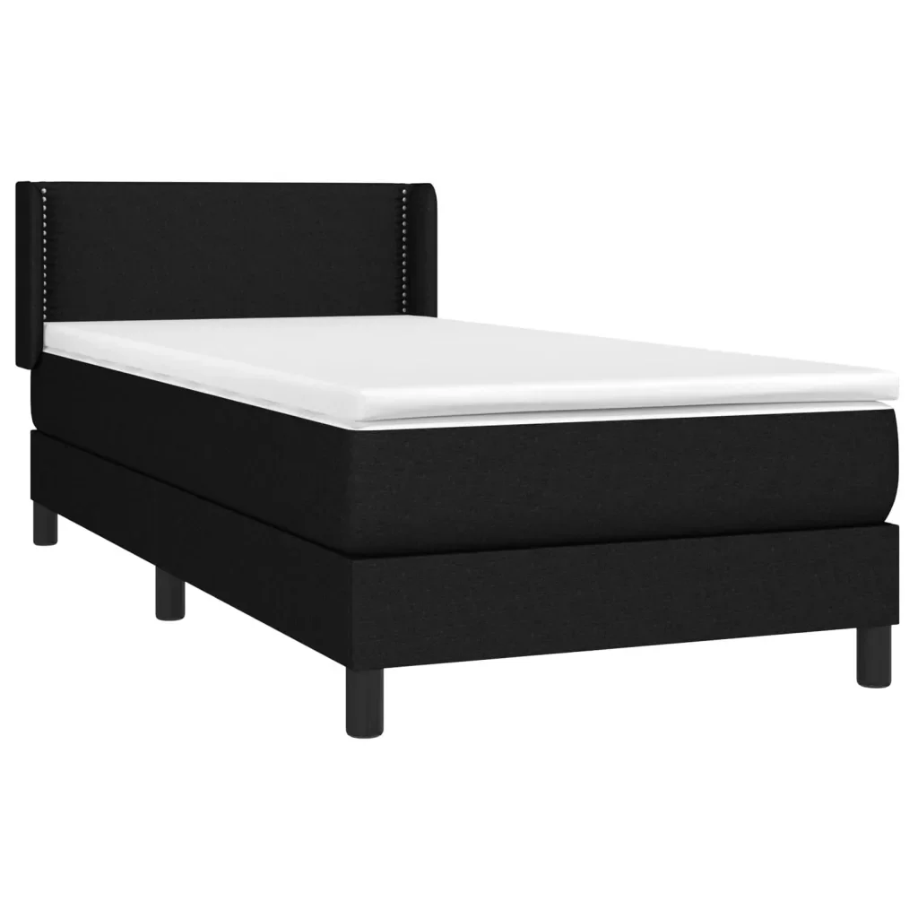 Letto singolo | Letto per adulti | Giroletto a Molle con Materasso Nero 80x200 cm inTessuto - Image 4