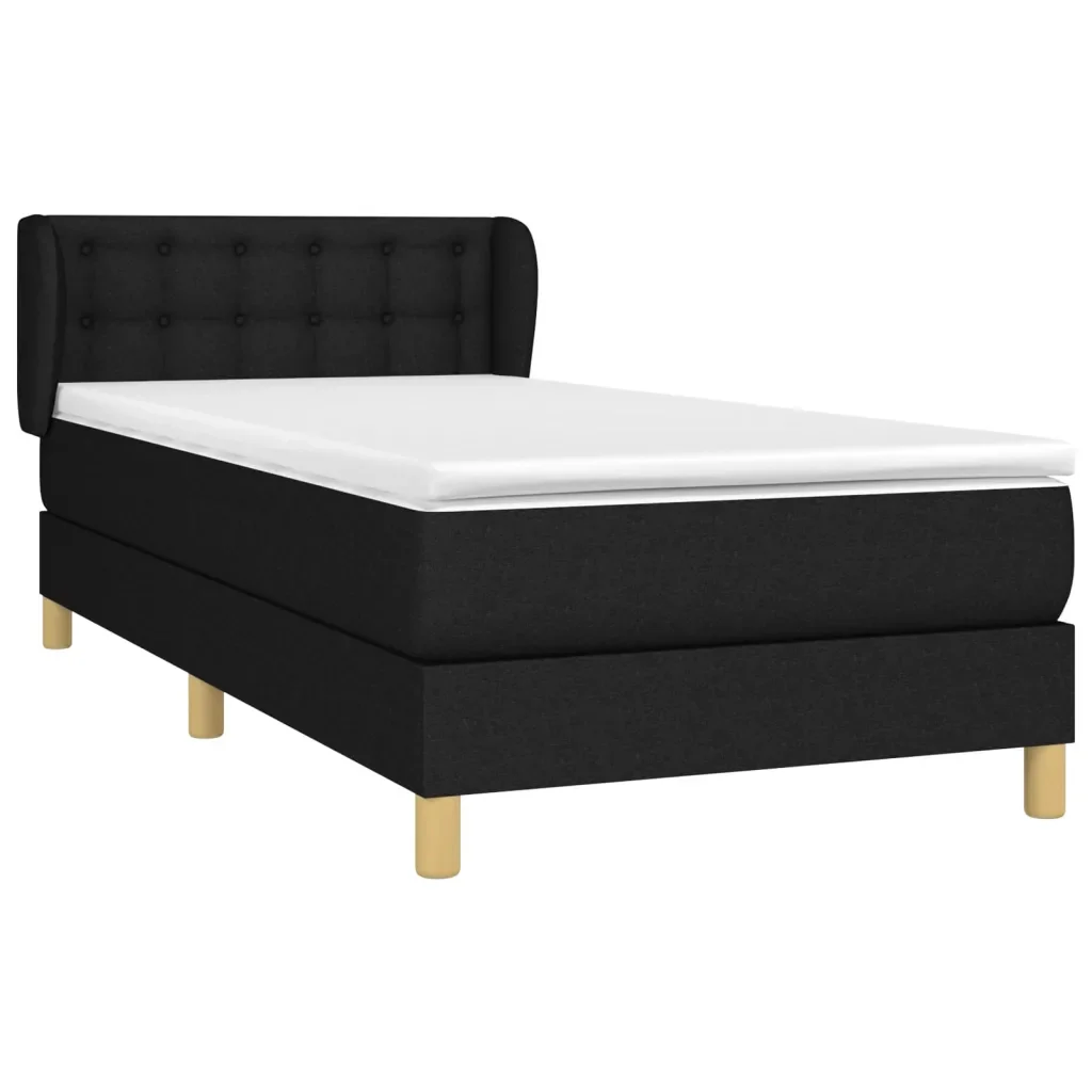 Letto singolo | Letto per adulti | Giroletto a Molle con Materasso Nero 90x190 cm in Tessuto - Image 4