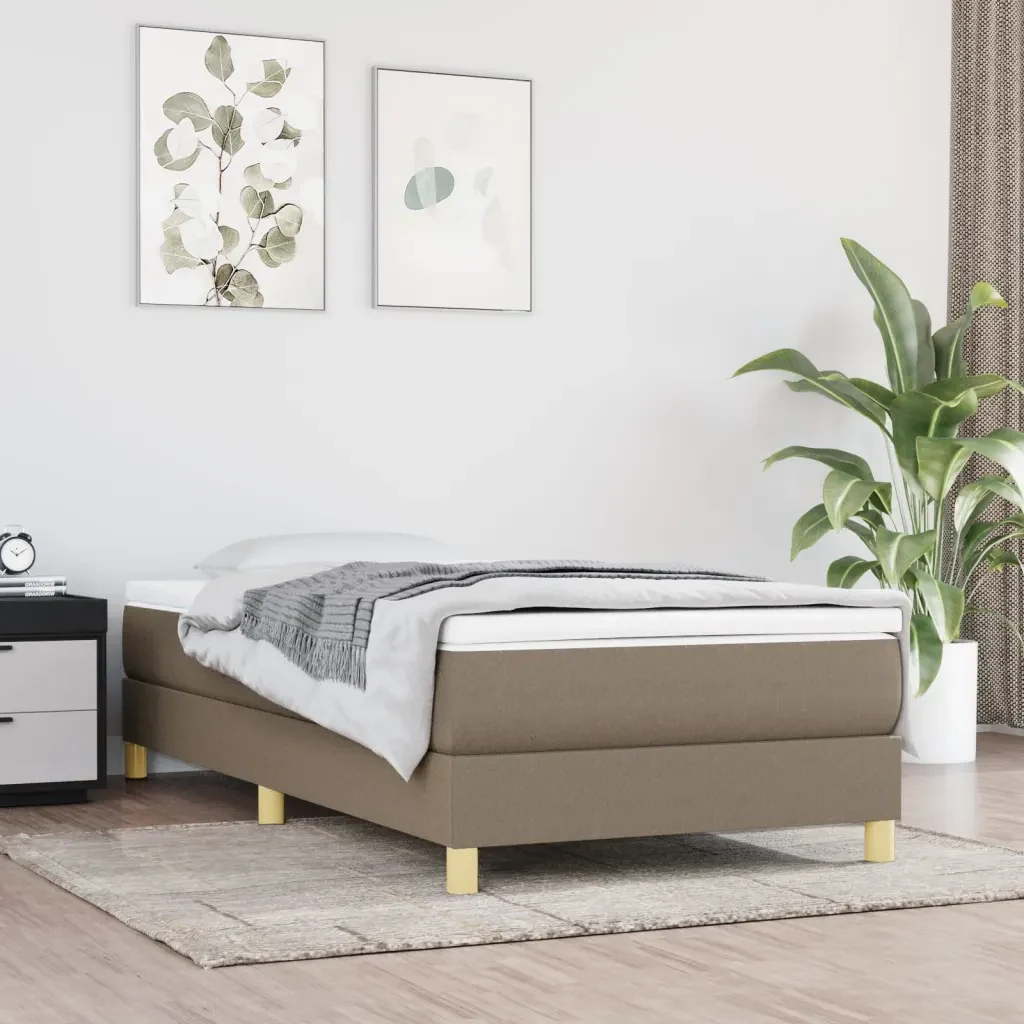 Letto singolo | Letto per adulti | Giroletto a Molle con Materasso Tortora 100x200 cm in Tessuto - Image 2