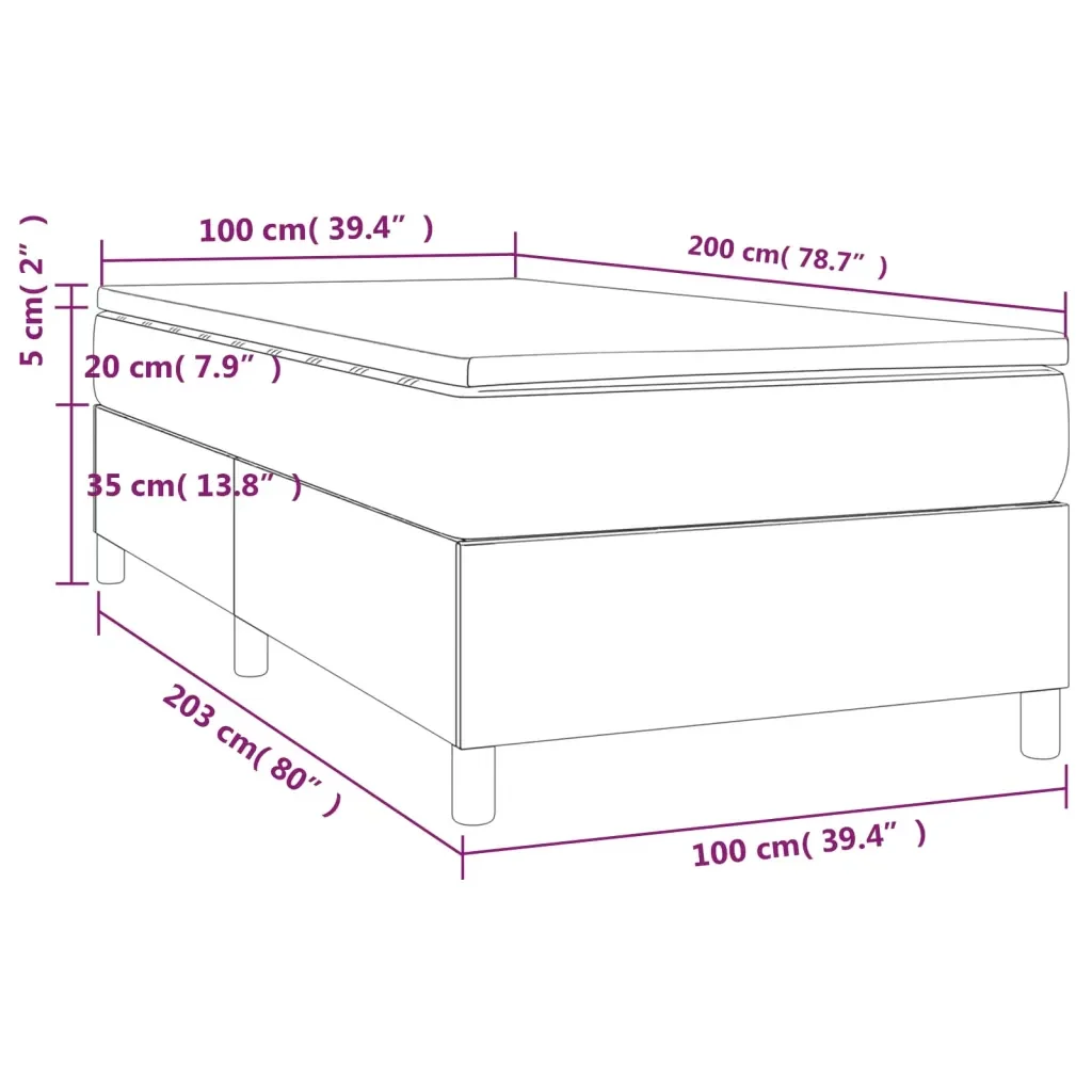 Letto singolo | Letto per adulti | Giroletto a Molle con Materasso Tortora 100x200 cm in Tessuto - Image 10