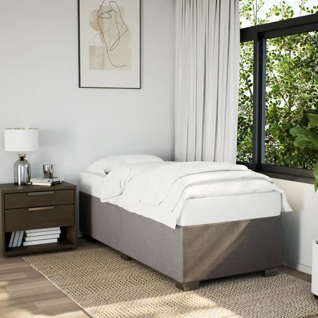 Letto singolo | Letto per adulti | Giroletto a Molle con Materasso Tortora 80x200 cm inTessuto - Image 3