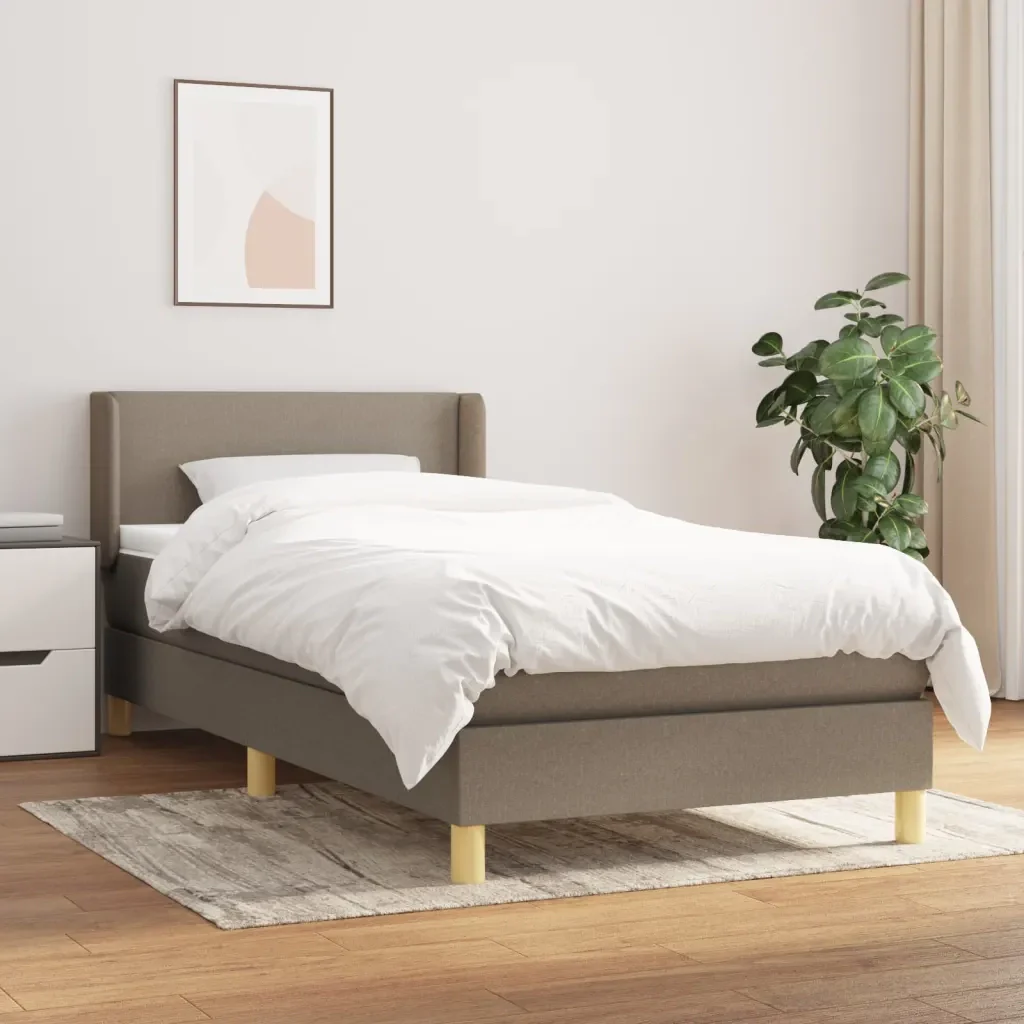 Letto singolo | Letto per adulti | Giroletto a Molle con Materasso Tortora 80x200 cm inTessuto - Image 2