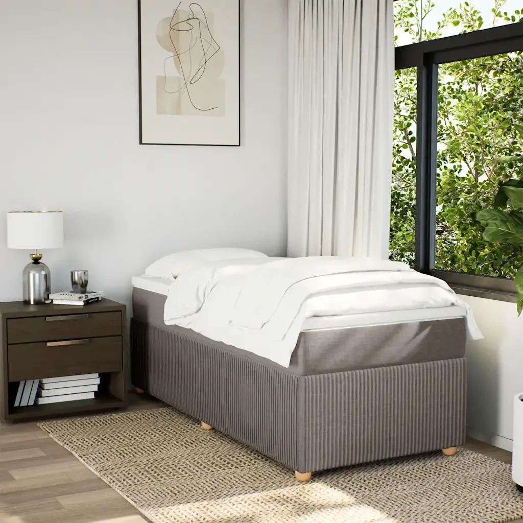 Letto singolo | Letto per adulti | Giroletto a Molle con Materasso Tortora 80x200 cm inTessuto - Image 4