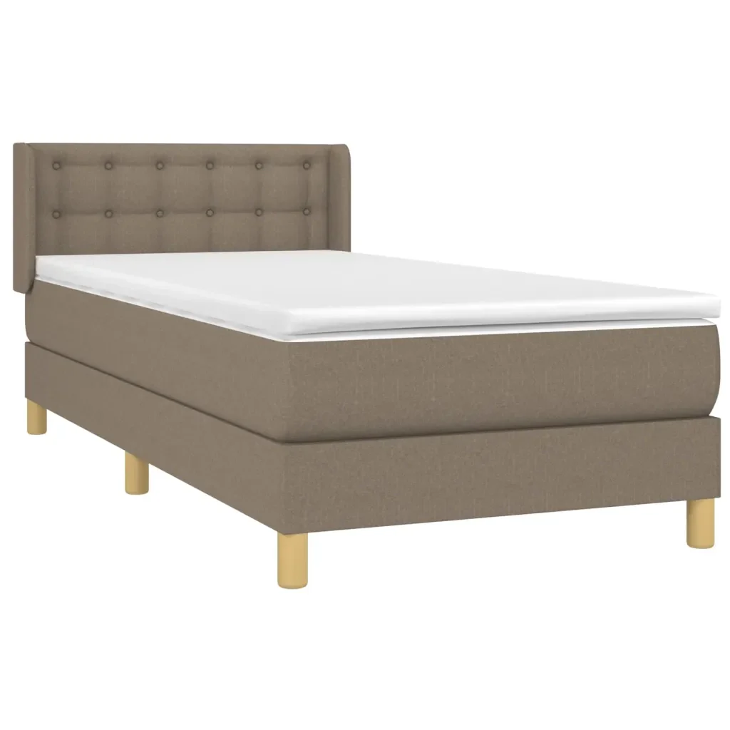 Letto singolo | Letto per adulti | Giroletto a Molle con Materasso Tortora 80x200 cm inTessuto - Image 3