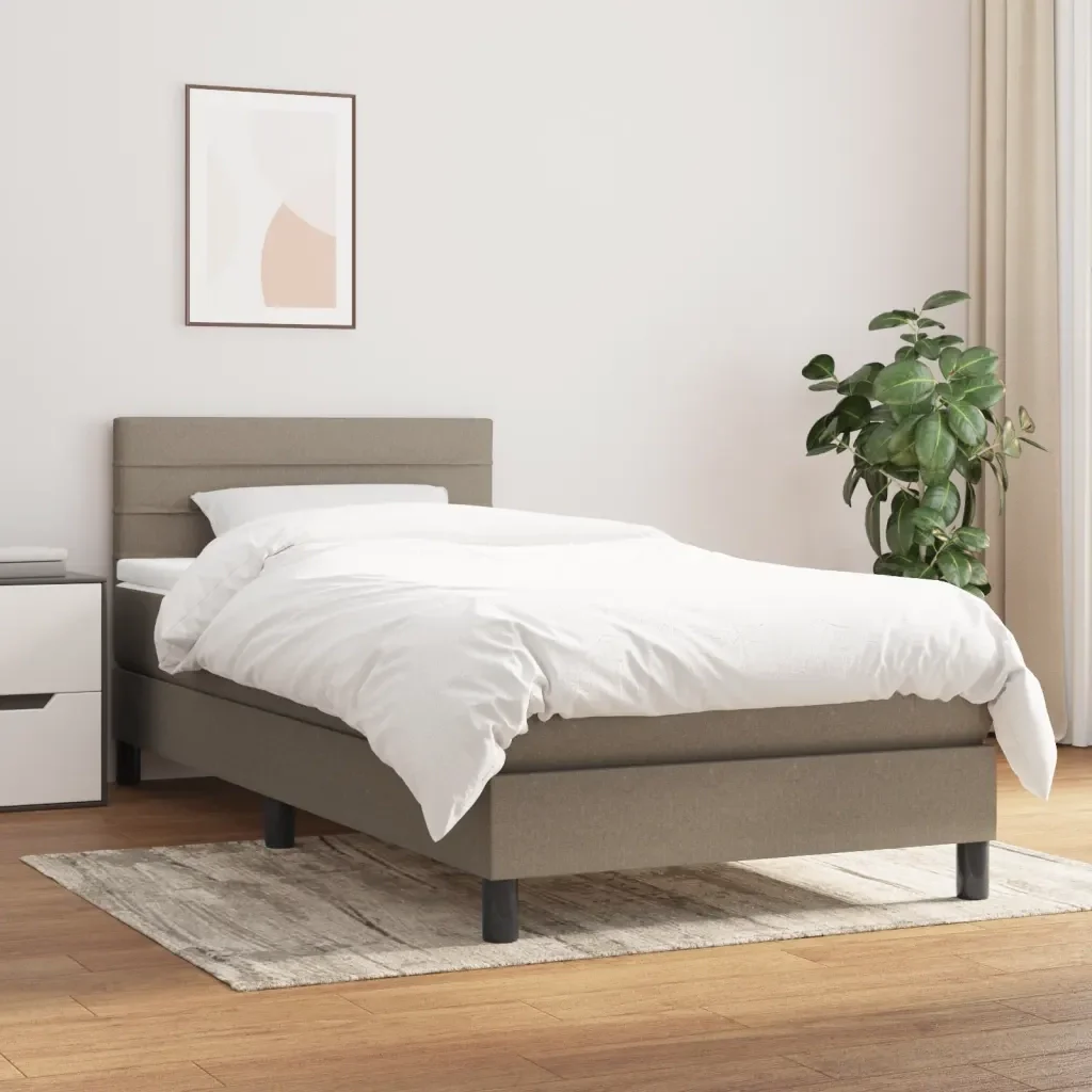 Letto singolo | Letto per adulti | Giroletto a Molle con Materasso Tortora 80x200 cm inTessuto - Image 2